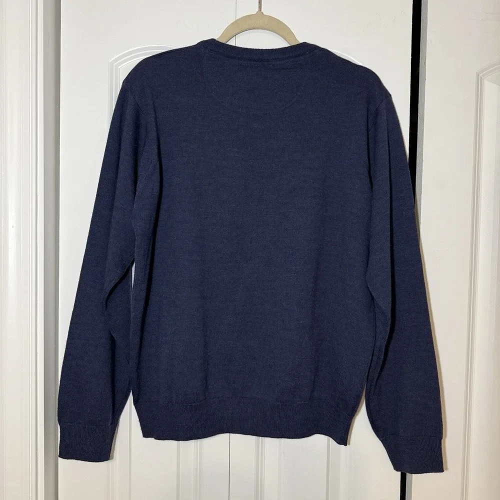 Men's CONEY ISLAND Crew Neck Prima Merino Wool Blue Size XL Sweater Pullover